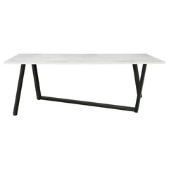 Mayer Rectangular Dining Table Faux White Marble and Gunmetal - 193781