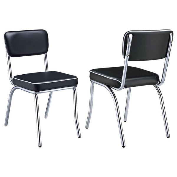 Retro Open Back Side Chairs Black and Chrome (Set of 2) - 2066