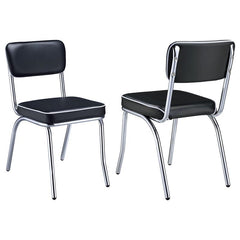 Retro Open Back Side Chairs Black and Chrome (Set of 2) - 2066
