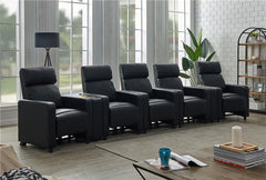 Toohey Upholstered Tufted Recliner Living Room Set Black - 600181-S5B