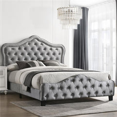 Bella Upholstered Eastern King Panel Bed Grey - 315871KE
