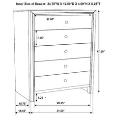 Serenity 5-drawer Chest Mod Grey - 215845