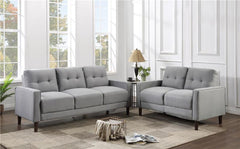 Bowen 2-piece Upholstered Track Arm Tufted Sofa Set Grey - 506781-S2