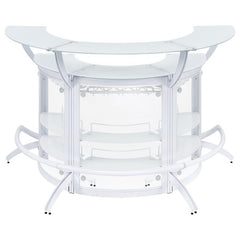Dallas 2-shelf Curved Home Bar White and Frosted Glass (Set of 3) - 182136-S3