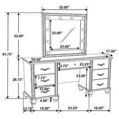 Barzini 7-drawer Vanity Set with Lighting White - 205897