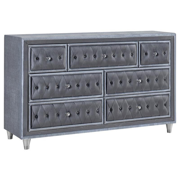 Antonella 7-drawer Upholstered Dresser Grey - 223583