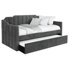 Kingston Upholstered Twin Daybed with Trundle Charcoal - 315962