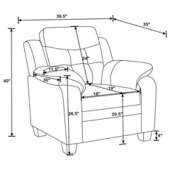 Finley Upholstered Padded Arm Tufted Accent Chair Black - 506553