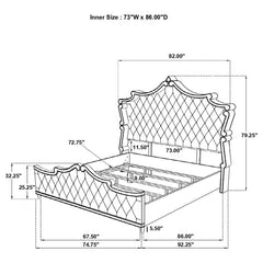 Antonella Upholstered California King Panel Bed Grey - 223581KW