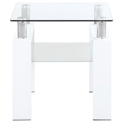 Dyer 1-shelf Square Glass Top Side End Table White - 703437