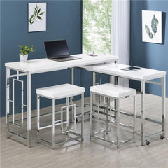 Jackson 4-piece Multipurpose Counter Height Table Set White and Chrome - 182714