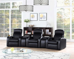 Cyrus Upholstered Track Arm Recliner Black - 600001