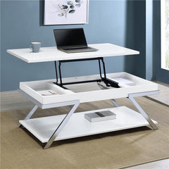 Marcia Rectangular Lift Top Coffee Table White High Gloss - 708158
