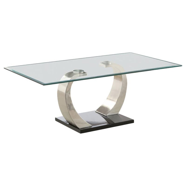 Pruitt Rectangular Glass Top Metal Coffee Table Satin - 701238