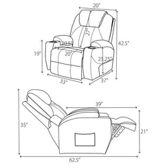 Sanger Upholstered Power Lift Massage Recliner Charcoal Grey - 600498P