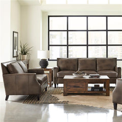 Leaton 2-piece Upholstered Recessed Arm Sofa Set Brown Sugar - 509441-S2