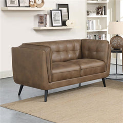 Thatcher Upholstered Tuxedo Arm Tufted Loveseat Brown - 509422