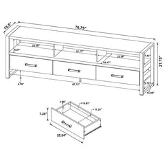 James 3-drawer Engineered Wood 71" TV Stand Distressed Pine - 704273