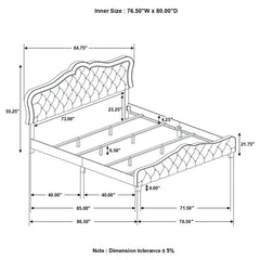 Bella Upholstered Eastern King Panel Bed Grey - 315871KE