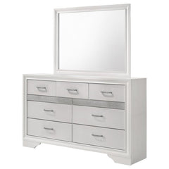 Miranda 7-drawer Dresser with Mirror White and Rhinestone - 205113M