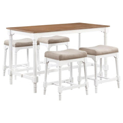 Martina 5-piece Rectangular Counter Height Dining Set with Stools Brown and White - 150375