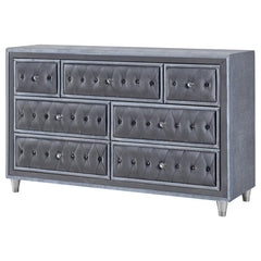 Antonella 7-drawer Upholstered Dresser Grey - 223583