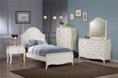 Dominique Wood Full Panel Bed Cream White - 400561F