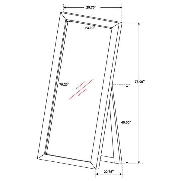 Phoenix Rectangular Standing Floor Mirror Black - 200417