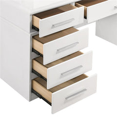 Felicity 9-drawer Vanity Desk with Lighted Mirror Glossy White - 203507
