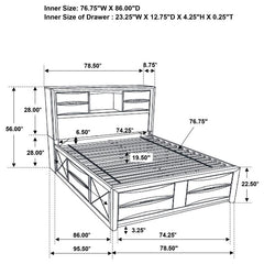 Briana Wood California King Storage Bookcase Bed Black - 202701KW