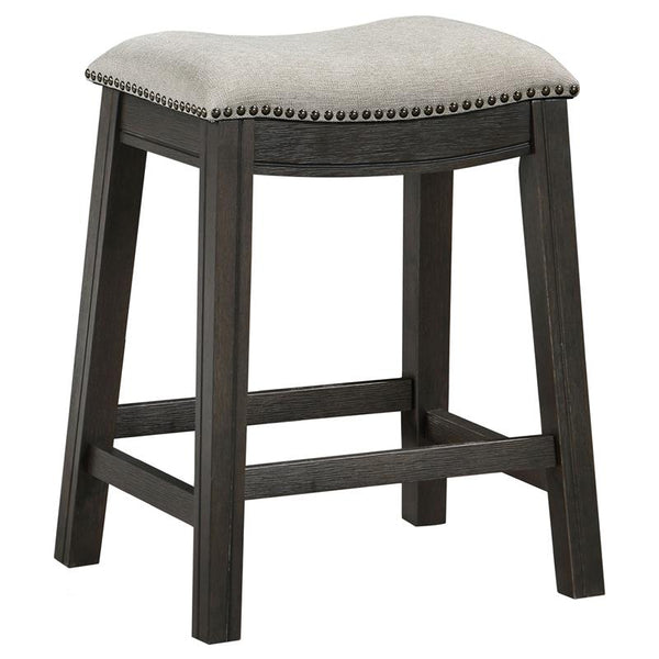 Elliston Backless Counter Height Saddle Bar Stool Dark Grey and Beige (Set of 2) - 121169