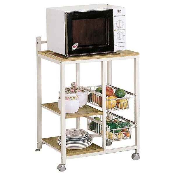 Kelvin 2-shelf Mobile Kitchen Cart Natural Brown and White - 2506
