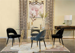 Gilman Rectangle Glass Top Dining Table - 190621GLD