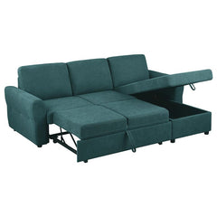 Samantha Upholstered Storage Sleeper Sectional Sofa Teal - 511087