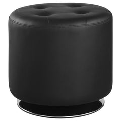 Bowman Round Upholstered Tufted Swivel Ottoman Black - 500556