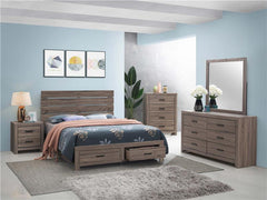 Brantford Wood Eastern King Panel Bed Barrel Oak - 207040KE