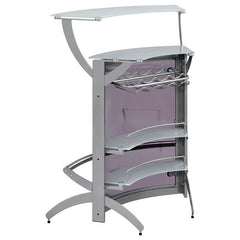 Dallas 2-shelf Home Bar Silver and Frosted Glass - 100135