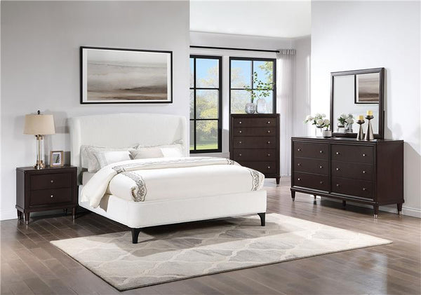 Mosby Upholstered Eastern King Wingback Bed Snow - 306020KE