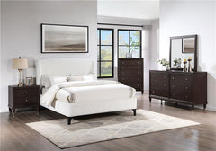Mosby Upholstered Queen Wingback Bed Snow - 306020Q