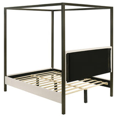 Monroe Upholstered Eastern King Canopy Bed Vanilla - 300834KE