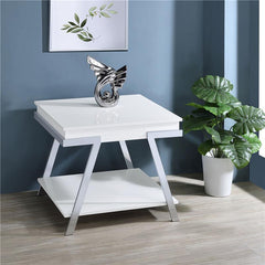 Marcia Rectangular Side End Table White High Gloss - 708157