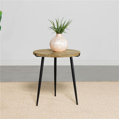 Pilar Round Solid Wood Top End Table Natural and Black - 703607