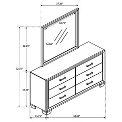 Brandon 6-drawer Dresser with Mirror Medium Warm Brown - 205323M