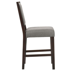 Bedford Upholstered Open Back Counter Height Stools with Footrest (Set of 2) Grey and Espresso - 183471