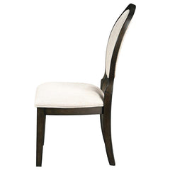 Twyla Upholstered Oval Back Dining Side Chairs Cream and Dark Cocoa (Set of 2) - 115102