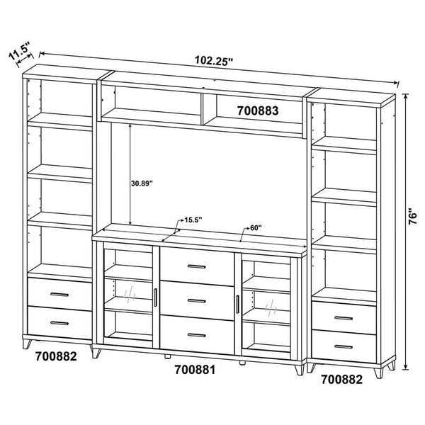 Lewes 4-piece 60" TV Entertainment Center Cappuccino - 700881-S4