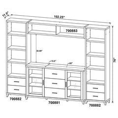 Lewes 4-piece 60" TV Entertainment Center Cappuccino - 700881-S4