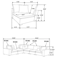 Lakeview 6-piece Upholstered Modular Sectional Sofa Ivory - 551461-SETA
