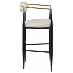 Tina Metal Pub Height Bar Stool with Upholstered Back and Seat Beige (Set of 2) - 121187