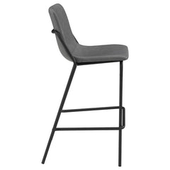 Earnest Solid Back Upholstered Bar Stools Grey and Black (Set of 2) - 183453